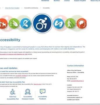 Computer screen with the Vaughan accessibility tools website displayed.
